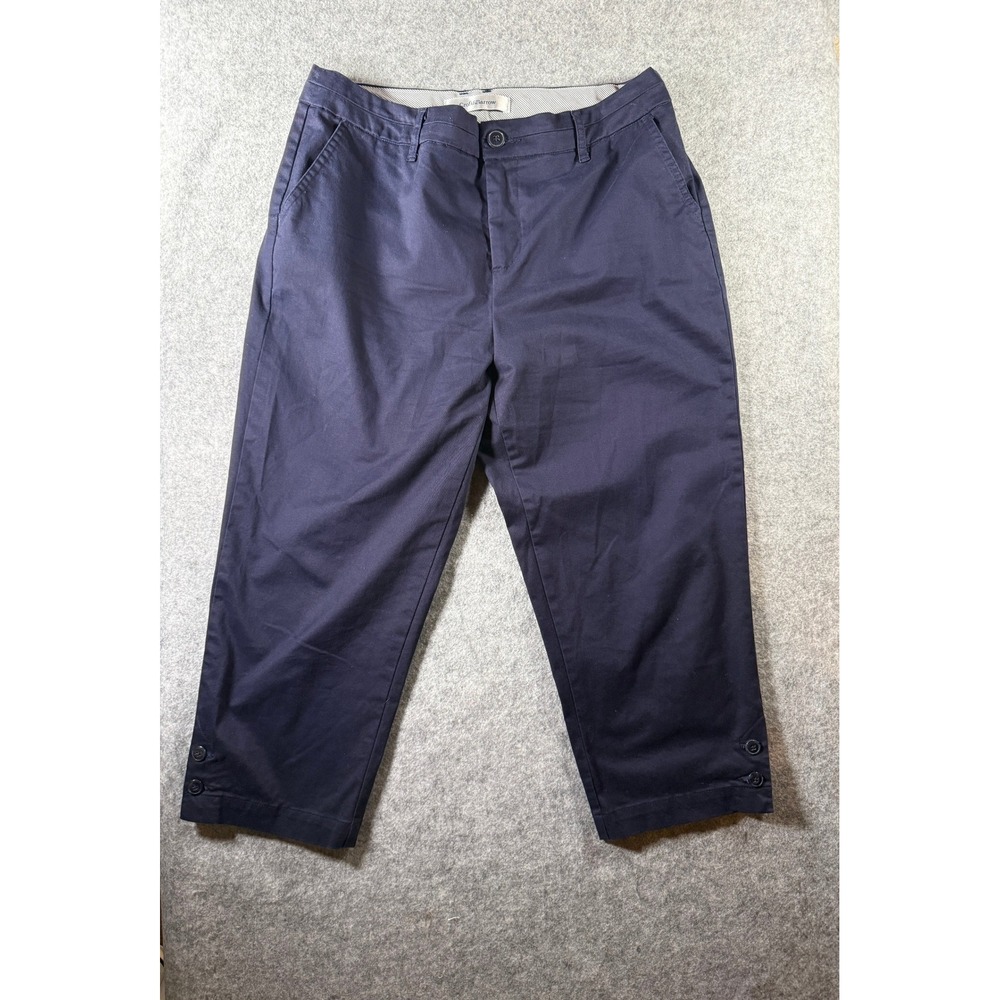 Croft & Barrow Womens Navy Blue Stretch Cropped Chino Pants Size 10 Button Hem